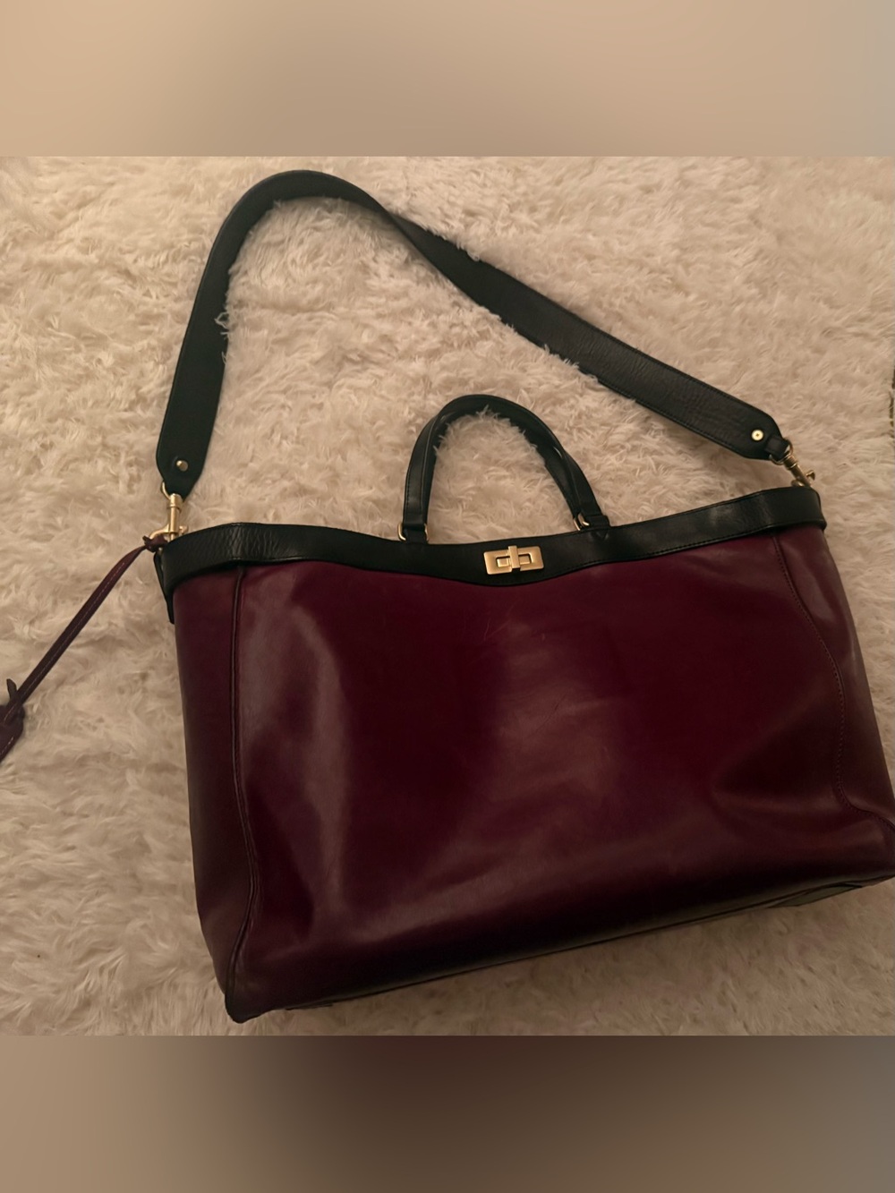 Old Trend Ixia Genuine Leather Travel Tote – Burgundy/Black – Brand New